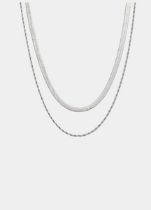 Elevate your style with this silver-plated two-layer neckl