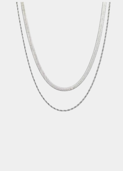 Elevate your style with this silver-plated two-layer neckl