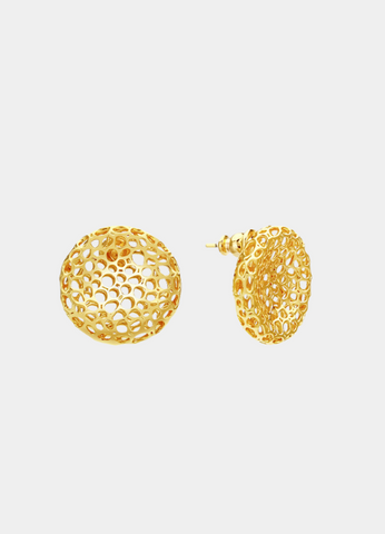 Veda Mini Hollow Earrings – 18K Gold Plated Minimalist Hoops for Women in Hong Kong