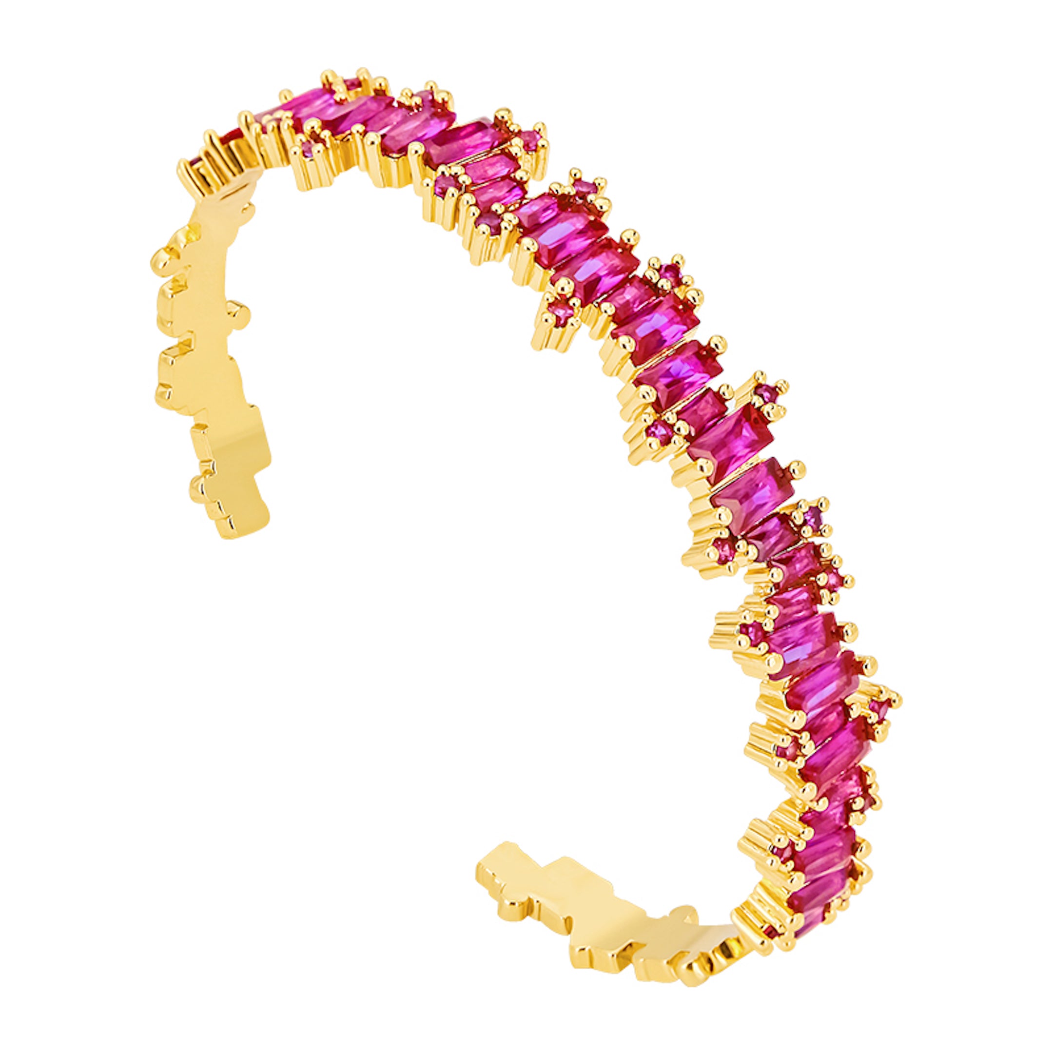 Bangle | Baguette-Cut Ruby | 18 K Goldplated