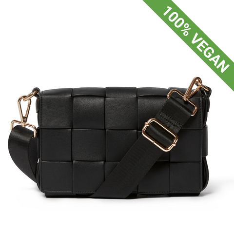 New | Braided Shoulder Bag | Black | Vegan