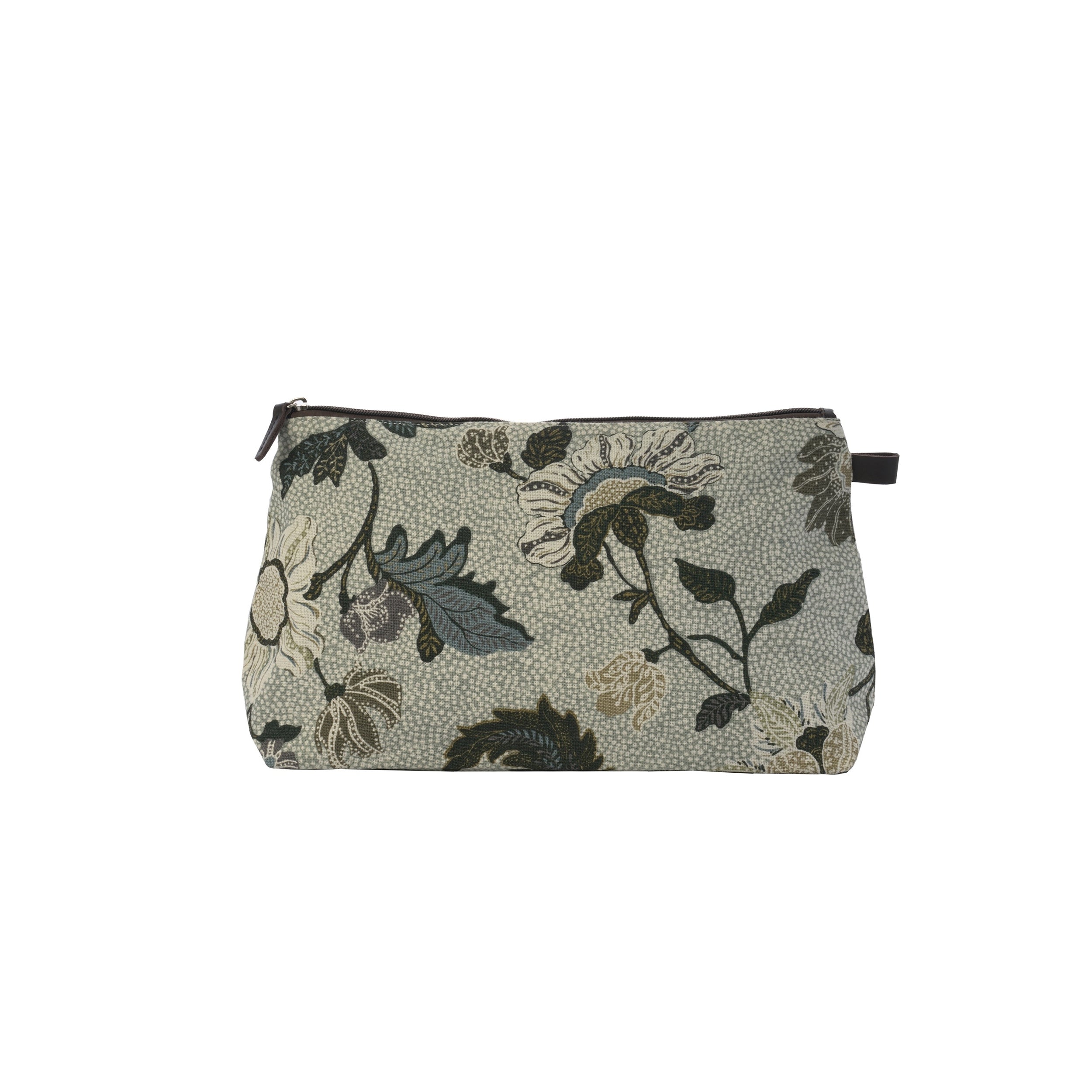 Cosmetic Bag | Soft Green Flower | Linen