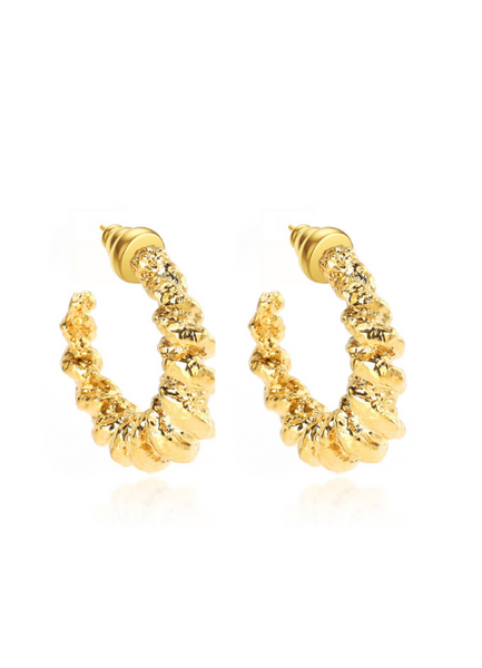 Corinne Chunky Hoop Earrings – 18K Gold Plated | Bold Statement Hoops for Women in Hong Kong