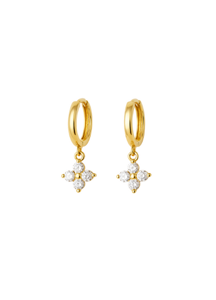 Flower Zirconia Huggie Earrings – 18K Gold Plated 925 Sterling Silver | Dainty Floral Hoops for Women in Hong Kong

