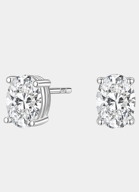 Egg oval cut zirconia stud earrings crafted in 925 sterling silver – classic sparkle for elegant everyday wear