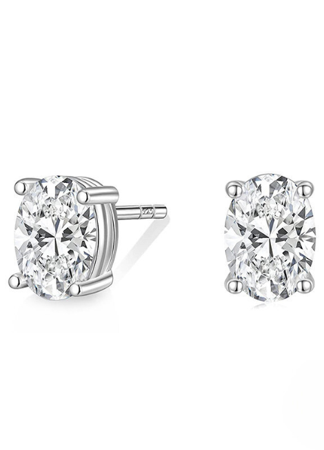 Earrings | Stud Egg Oval Cut | Zirconia | 925 Sterling Silver