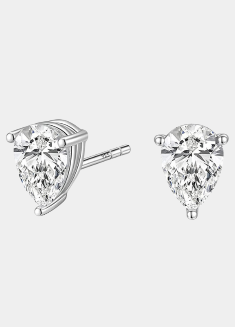 925 sterling silver pear-cut zirconia waterdrop stud earrings – elegant and timeless design for daily or formal wear.