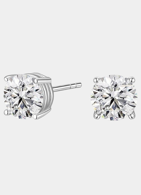 Elegant round cut zirconia stud earrings crafted in 925 sterling silver – timeless sparkle for everyday wear.