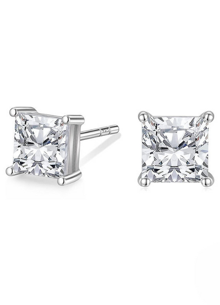 Earrings | Stud Classic Square Cut | Zirconia | 925 Sterling Silver