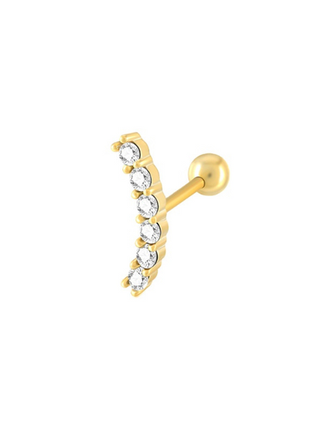 Earrings | Single Thread Stud | Zirconia | 925 Sterling Silver | 18K Gold Plated