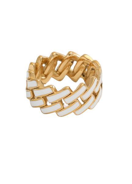 Ring | Edith Enamel | White | 18K Gold Plated