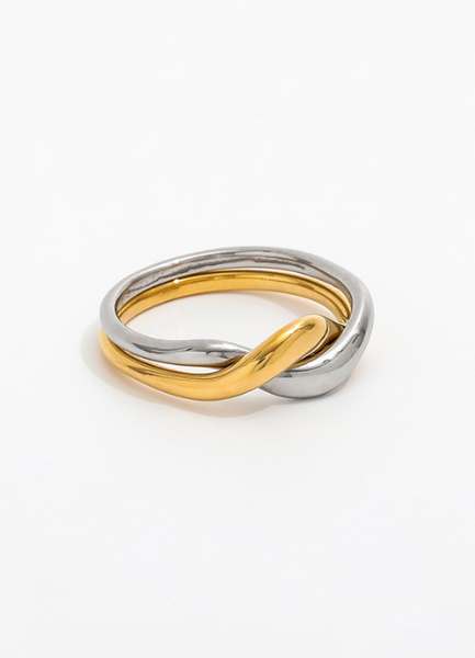 Ring | Tyra Two Tone | Twist Stackable | 18K Gold Plated