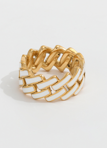 Ring | Edith Enamel | White | 18K Gold Plated