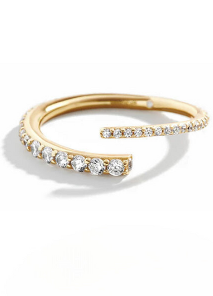Ring | Pia Pavé C | Adjustable | Cubic Zirconia |  18K Gold Plated