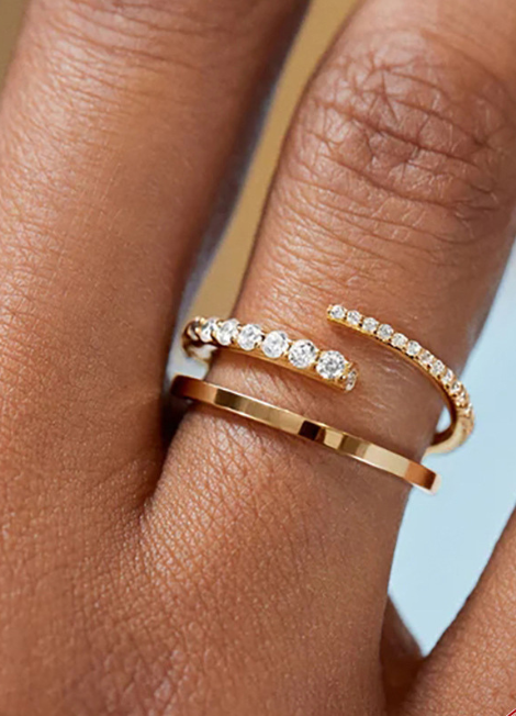 Ring | Pia Pavé C | Adjustable | Cubic Zirconia |  18K Gold Plated