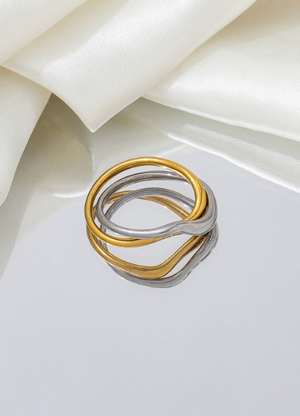Ring | Tyra Two Tone | Twist Stackable | 18K Gold Plated