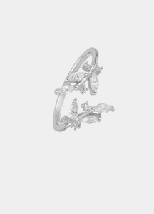 Ring | Freja Flower | Adjustable | Cubic Zirconia | Stainless Steel