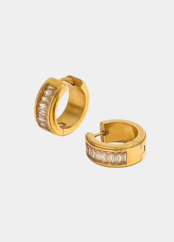 Earrings | Zirconia Pavé Band Huggies  | Gold Plated