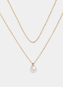 Necklace | Pearl Two Layers | Gold plated