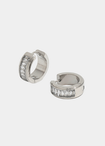 Earrings | Zirconia Pavé Band Huggies  | Silver Plated