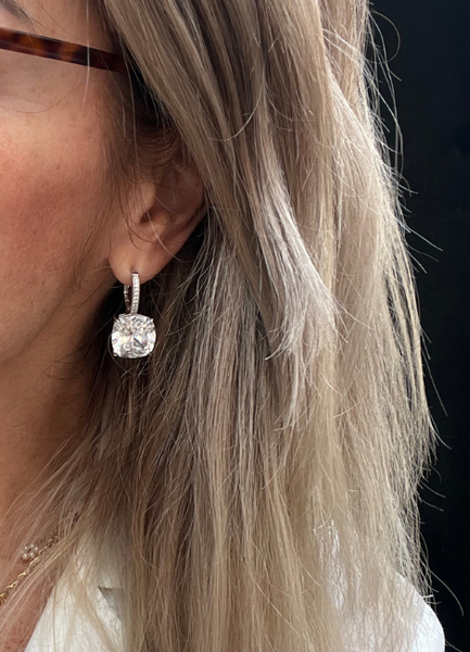 Earrings | Elysian Cocktail Cushion Cut Drop 20 Ct Total | Lab Created Zirconia | 925 Sterling Silver