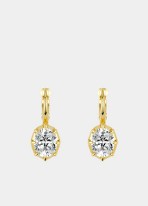 Gold hoop earrings with clear gemstones - lab grown zirconia 925 sterling silver 18 K Gold plated