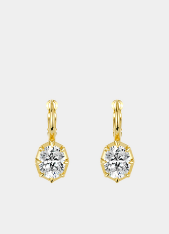 Gold hoop earrings with clear gemstones - lab grown zirconia 925 sterling silver 18 K Gold plated