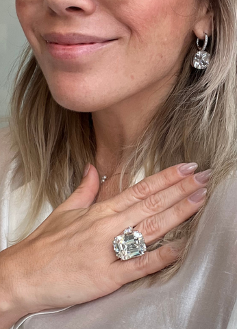 Ring | Elysian Cocktail Emerald 26 Ct | Lab Created Zirconia | 925 Sterling Silver
