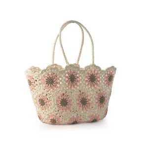 Shopper | Sunflower Basket | Crochet | White Pink