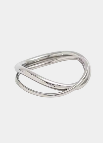 Stacked 2-Layer Silver Ring – Minimalist Double Band for Women in Hong Kong