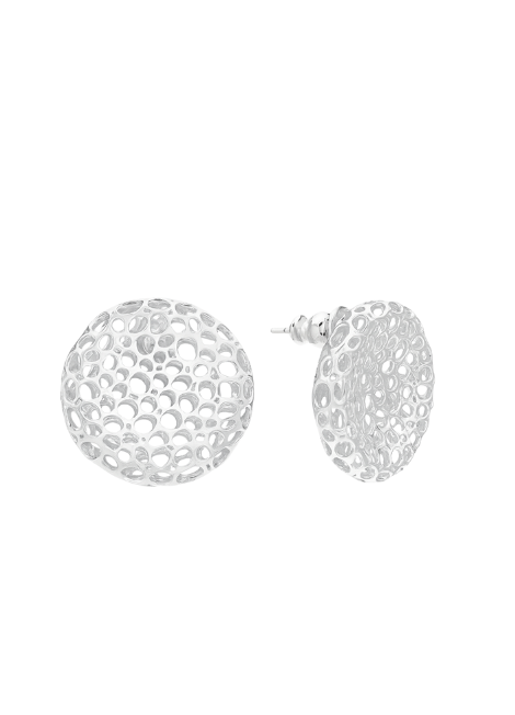 Veda Bold Hollow Earrings – Silver Plated Statement Jewelry for Women in Hong Kong