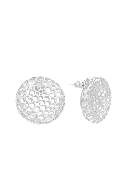 Veda Bold Hollow Earrings – Silver Plated Statement Jewelry for Women in Hong Kong