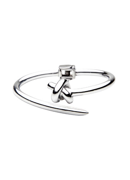 silver knot bangle hk, stainless steel bracelet hong kong, minimalist bangle for women, everyday jewelry hk, symbolic bracelet hk, silver plated bangle hk, gift for her hong kong, single knot jewelry hk

