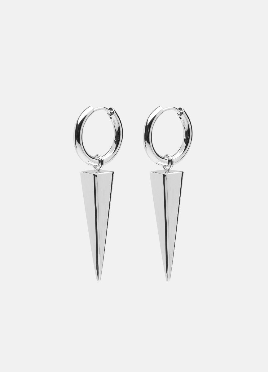 Silver plated rivet spike earrings with bold, edgy design — perfect for punk-inspired or modern streetwear fashion.