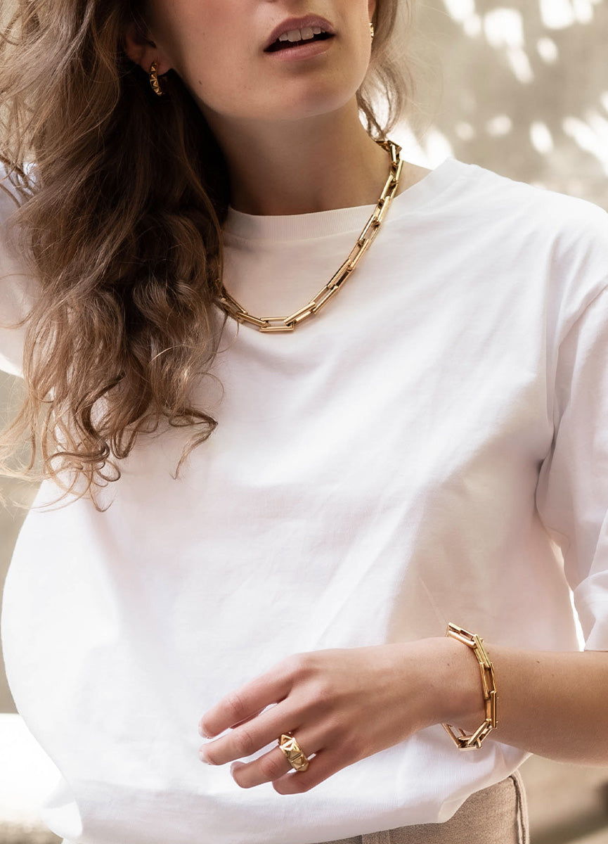 Ring | Rivets | Wide | Gold Plated