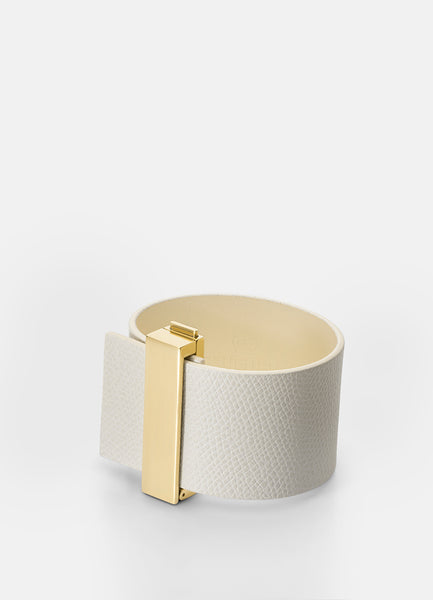 Leather Bracelet | Wide Clasp | Gold | White