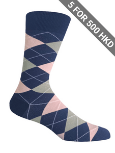 Socks | Grey Pink | Check | Cotton