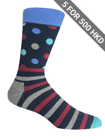 Socks | Navy | Dots & Stripes | Cotton