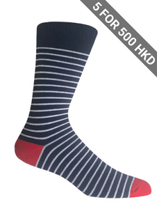 Socks | Navy | Small White Stripes | Cotton