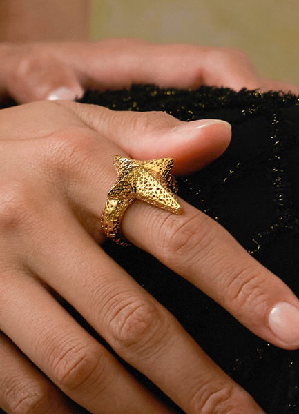 Nova Star Hollow Ring – 18K Gold Plated Celestial-Inspired Ring for Women in Hong Kong
