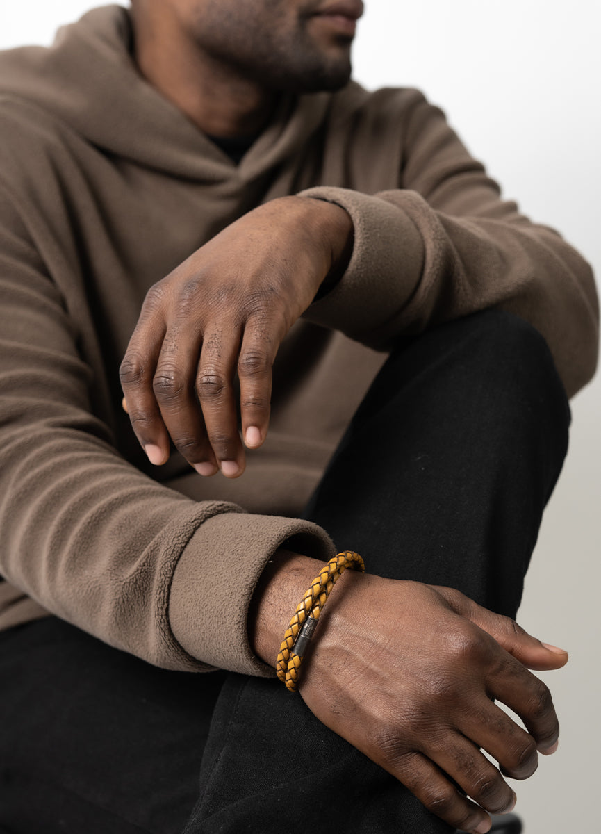 Leather Bracelet | The Stealth Bracelet | Brown | Orange - STOCKHOLM 
