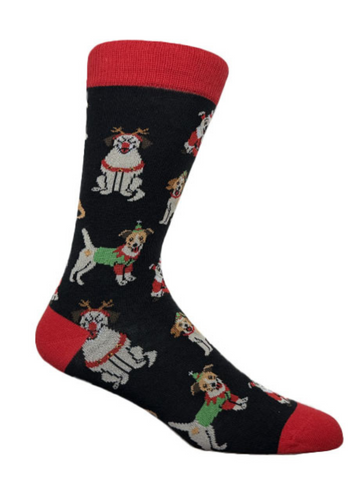 The Sockist Christmas Happy Pawlidays unisex cotton socks – festive dog-themed holiday socks for men and women, soft breathable cotton for cozy comfort