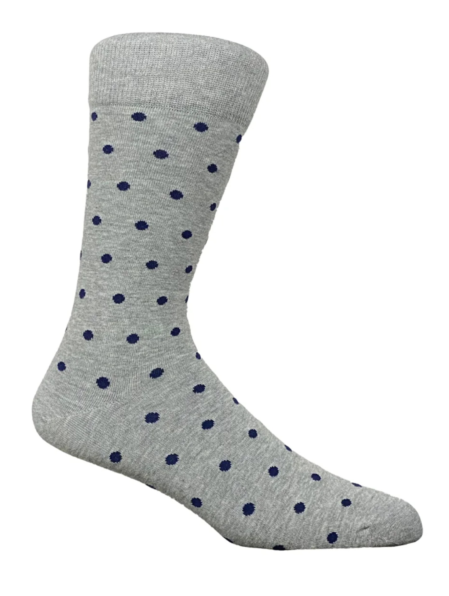 Grey cotton socks with playful blue dot pattern – unisex design by The Sockist, made for comfort and style.

