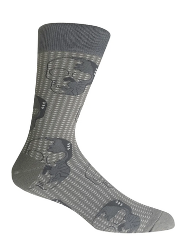Grey skull cotton socks – unisex fun socks by The Sockist, designed in Stockholm.