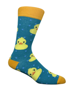 Cotton socks featuring cute duck print – cozy, colorful unisex socks by The Sockist for fun-loving feet.