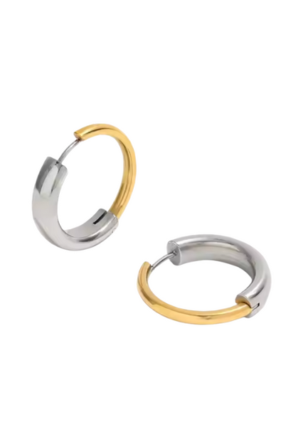 Estelle Hoop Earrings – 25mm Two-Tone Stainless Steel Hoops for Women in Hong Kong

