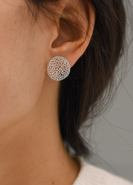 Veda Mini Hollow Earrings – Silver Plated Minimalist Earrings for Women in Hong Kong

