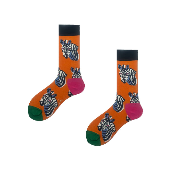 Socks | Zebra | Orange | Cotton
