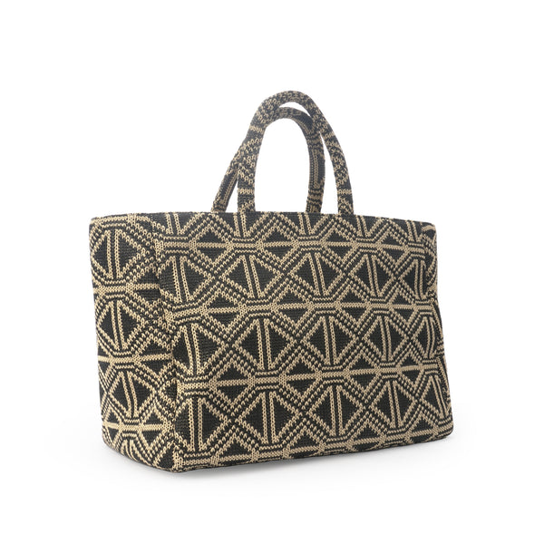 Handmade Straw Shopper | Black Diamond | Vegan