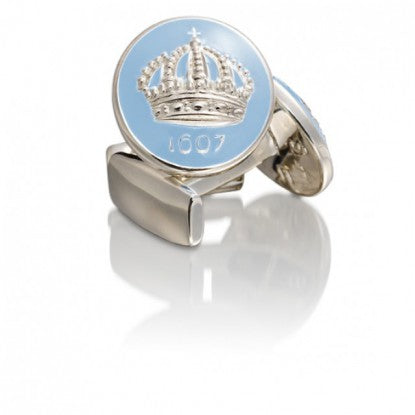 Cufflinks | Skultuna Crown | Silver Plated | Gustavian Light Blue - STOCKHOLM 